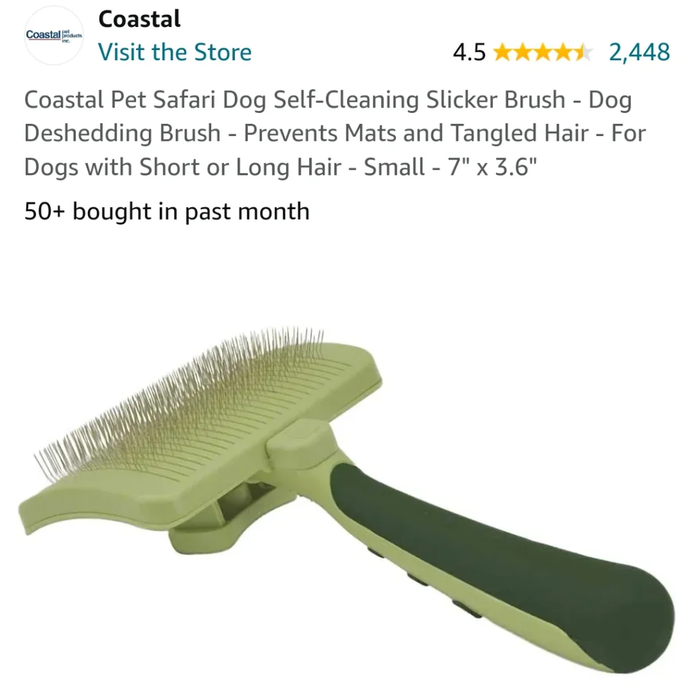 Retractable Dog Brush, Green, Safari, Like New - Tested Once